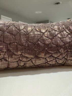 Lancôme Metallic Quilted Evening Clutch in Taupe